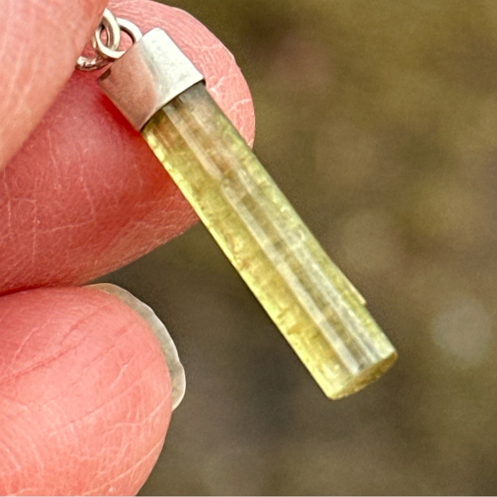 Raw Yellow Watermelon Tourmaline Pendant